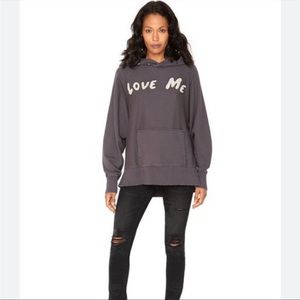 Free People x Sandrine Rose Gray Love Me Hoodie Sweatshirt Size S
